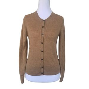 Banana Republic Merino Wool Ribbed Button Cardigan Sweater Camel MP